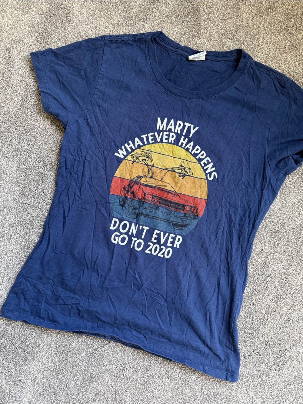 Woman's Navy Graphic Tee - Marty 'Don't Ever Go to 2020'